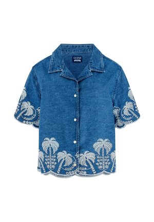 Guess, BESTICKTES HEMD - Chemisier - blau