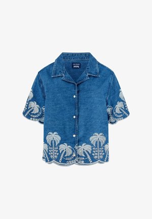 Guess, BESTICKTES HEMD - Chemisier - blau