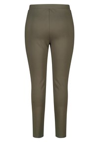 Leggings slim fit vert olive avec une taille élastique, tissu lisse et sans poches ni embellissements visibles.