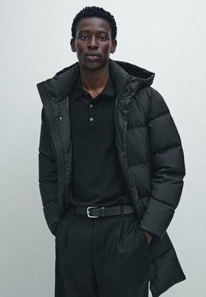 LONG WATER-REPELLENT PUFFER  - Felpa con zip - black