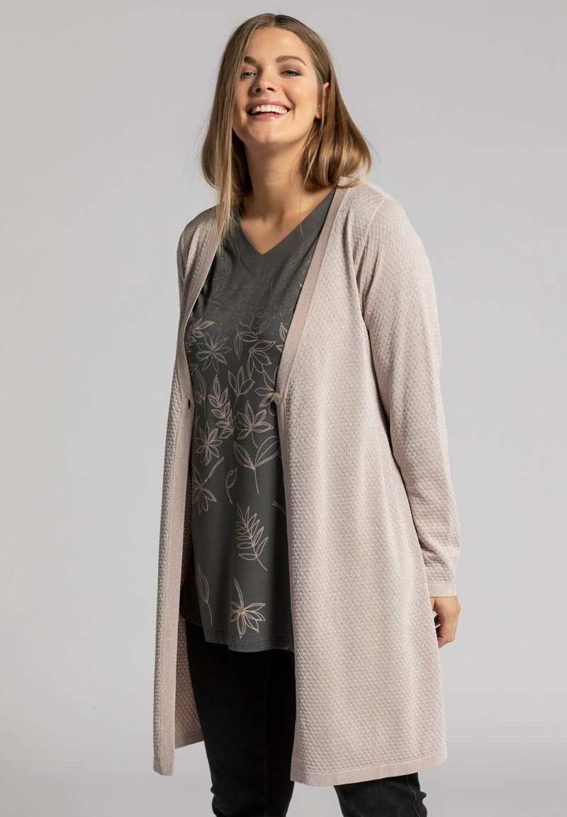 Damen Strickjacken | Ulla Popken Strickjacke vieux rose foncé/hellbraun - CH66595 Damen Strickjacken | Ulla Popken Strickjacke vieux rose foncé/hellbraun - CH66595
