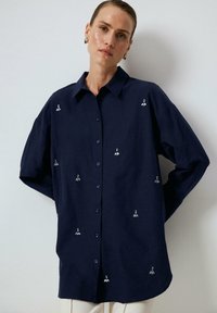 STONE EMBROIDERED - Blus - navy blue