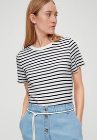 s.Oliver LEICHT VERKÜRZTES  - T-shirt imprimé - navy