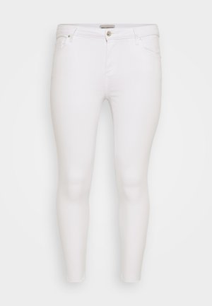 Witte skinny jeans van denim met een gladde structuur. Voorzien van een standaard vijf-pocket ontwerp en metalen knoopsluiting.