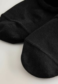 Schwarze Baumwollknöchelsocken mit glatter Textur und abgerundeten Zehen, ausgestattet mit verstärkter Naht und ohne sichtbare Muster oder Designs.