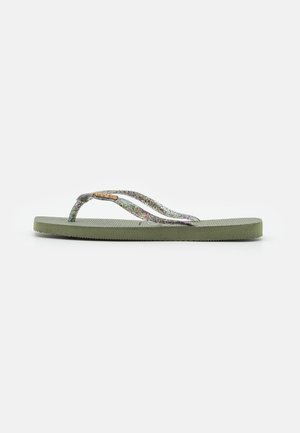 SLIM SQUARE LOGO METALLIC - Badesko - green