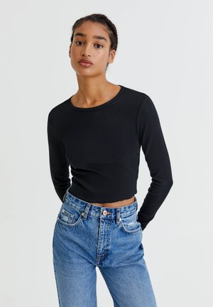 Long sleeve basic ribbed T-shirt - Trui - black