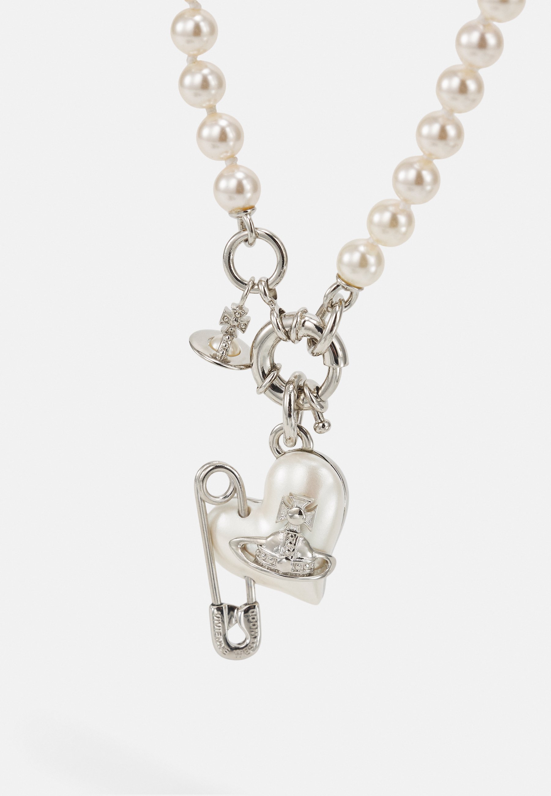 Vivienne Westwood ORIETTAネックレス　シルバー Vivienne Westwood ORIETTA Pearl Big Heart With Safety Pin