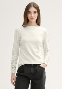 TOM TAILOR DENIM U-BOOT AUSSCHNITT - Tops ar garām piedurknēm - marble beige melange