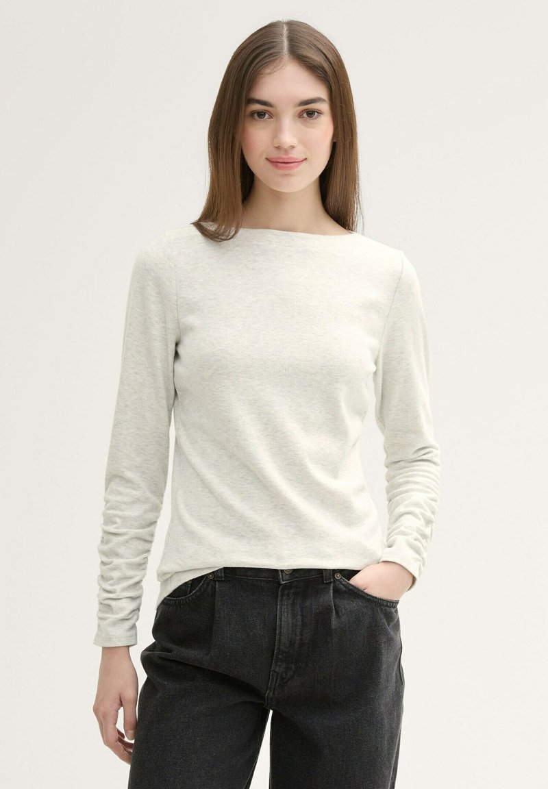 TOM TAILOR DENIM U-BOOT AUSSCHNITT - Top dugih rukava - marble beige melange