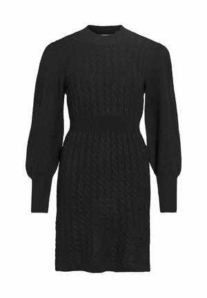 VILA, KNITTED DRESS VINAVA SHORT - Gebreide jurk - black