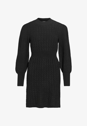 VILA, KNITTED DRESS VINAVA SHORT - Gebreide jurk - black