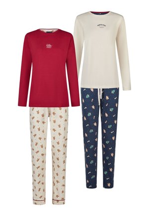 2-PACK - Pyjama - bordeaux offwhite navy