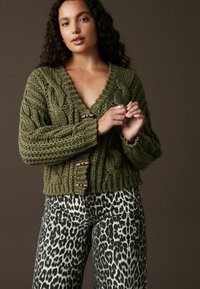 Next CHUNKY BUTTON FRONT CABLE - REGULAR FIT - Kardigan - green khaki