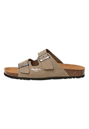 Pantolette flach - stone beige