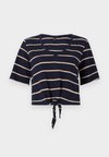ONLSUMMER V NECK KNOT - T-shirt estampada - navy blazer/pumice stone