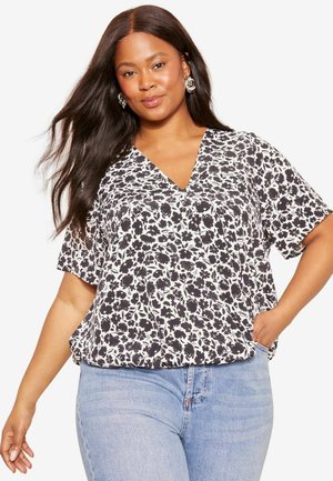 SHORT SLEEVE  - REGULAR FIT - Blúzka - black white