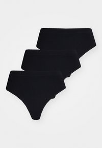Black ribbed cotton panties, featuring a high waist, a smooth elastic waistband, and a classic brief design. Pack includes three pieces.