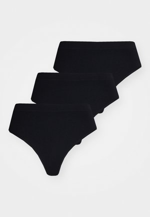 SEAMLESS THONG HIGH 3 PACK - Chilot tanga - black
