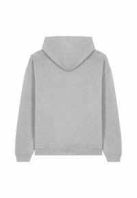 Felpa grigia con cappuccio realizzata in tessuto morbido. Presenta maniche lunghe, polsini e orlo a costine, con una vestibilità rilassata e un design con yoke sul retro.