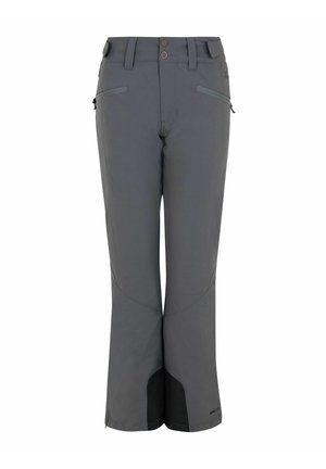 Sive vanjske hlače s opuštenim krojem, patentnim zatvaračima na džepovima i teksturiranim materijalom. Imaju ojačane donje dijelove nogavica u crnoj boji radi izdržljivosti.