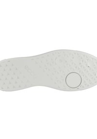 Vit ECCO-sula med en texturerad yta med stjärnmönster, cirkulär indragning och präglad logotyp. Slät material med rundade kanter.