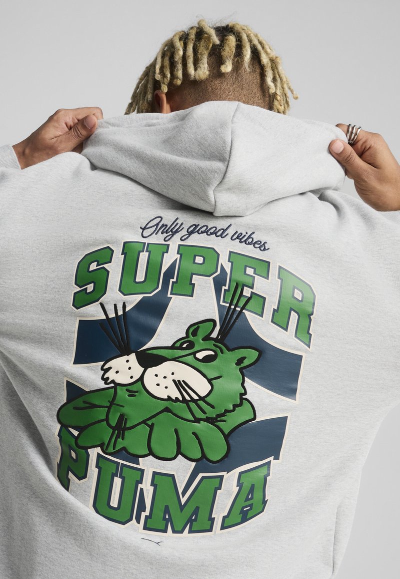 Puma GRAPHICS SUPER Hoodie light gray heather/grey Zalando