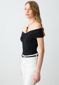 Jimmy Key SLIM FIT BAROT COLLAR - T-shirt con stampa - black