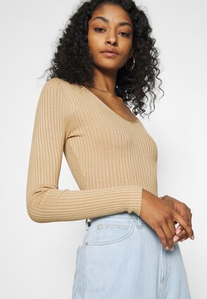 BASIC- V-neck jumper - Pullover - sand