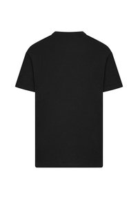 Plain black short-sleeve T-shirt shown from the back with a crew neckline on a white background.