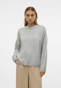 Vero Moda - VMBOOM O NECK PULLOVER - Striktrøje - light grey melange Miniaturebillede 1