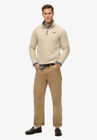 Superdry & Co POLAR HALF ZIP - Felpa in pile - pelican beige