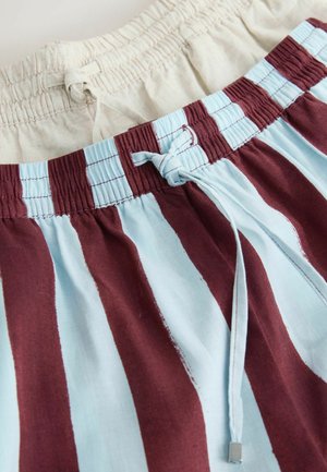 Katoenen shorts met een elastische tailleband, verstelbare koordsluiting en verticale strepen in blauw en bordeauxrood met een gestructureerde afwerking.