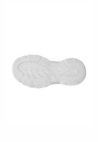 Semelle de basket blanche avec des motifs de bande de roulement texturés, ondulés et géométriques conçus pour l'adhérence et la flexibilité.