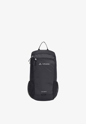 Sac à dos noir Vaude Big Town 15 avec poche zippée à l'avant, deux poches latérales en mesh et poignée supérieure, conçu pour un usage quotidien.