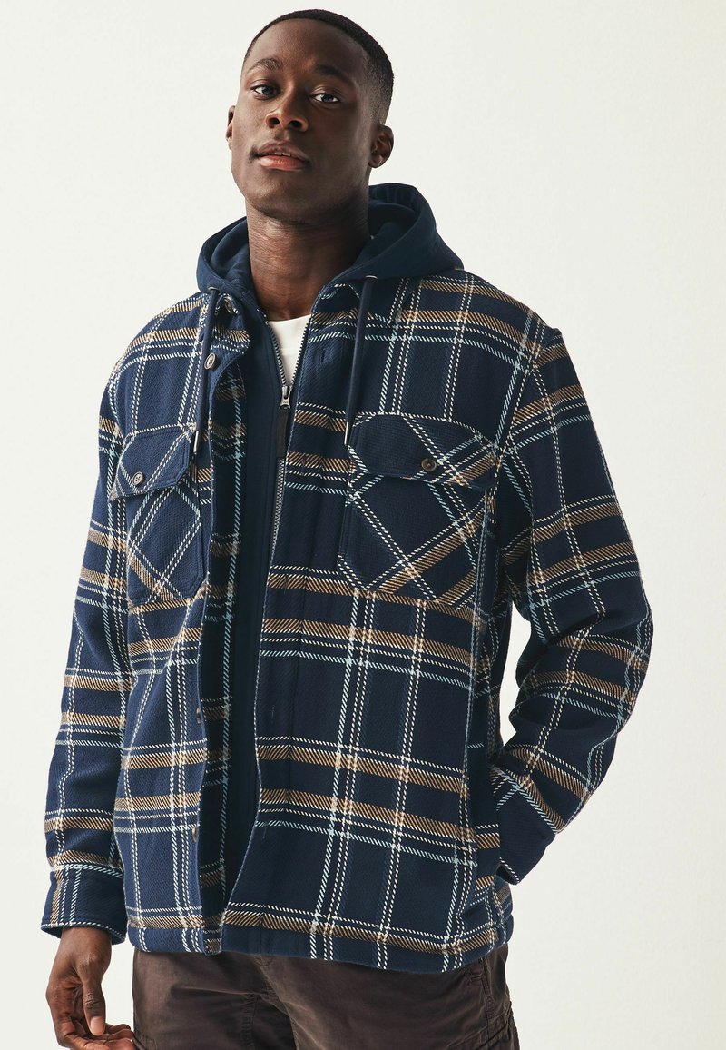 Next BORG LINED CHECK - Mezisezónní bunda  - navy blue