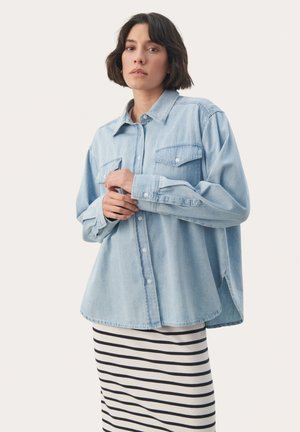 Part Two COLLETTE - Button-down blouse - whiteish blue denim