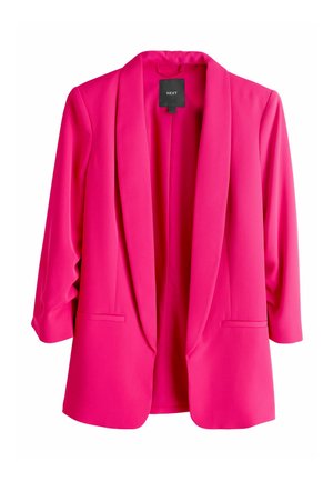 Hele roosa naiste bleiser salli krae ja kahe esitaskuga, kolmveerandvarrukatega, marki NEXT.