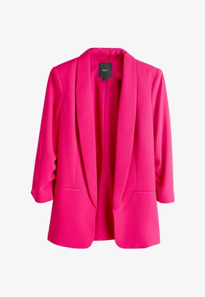 Spilgti rozā sieviešu žakete ar šaļu apkakli un divām priekšējām kabatām, ar trīs ceturtdaļu garuma piedurknēm, no zīmola NEXT.