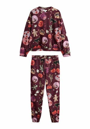 Next, TALL FIT - LONG SLEEVE PYJAMAS SET - Nachtwäsche Set - burgundy red halloween