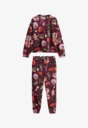 Next, TALL FIT - LONG SLEEVE PYJAMAS SET - Nachtwäsche Set - burgundy red halloween