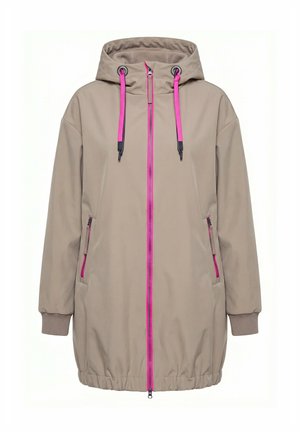 LAURASØN, TRIPLE FUNCTION NEON TRIM ELASTIC HEM SOFTSHELL JACKET - Short coat - taupe