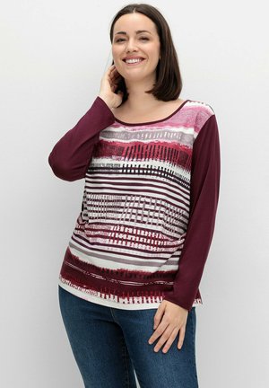 Sheego, Langarmshirt - aubergine gestreift