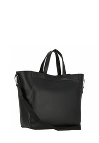 Borsa a tracolla in pelle nera con due manici superiori e una tracolla removibile. Finitura testurizzata, hardware minimale e forma strutturata.