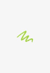 Green crayon scribble in a zigzag line on a plain white background.