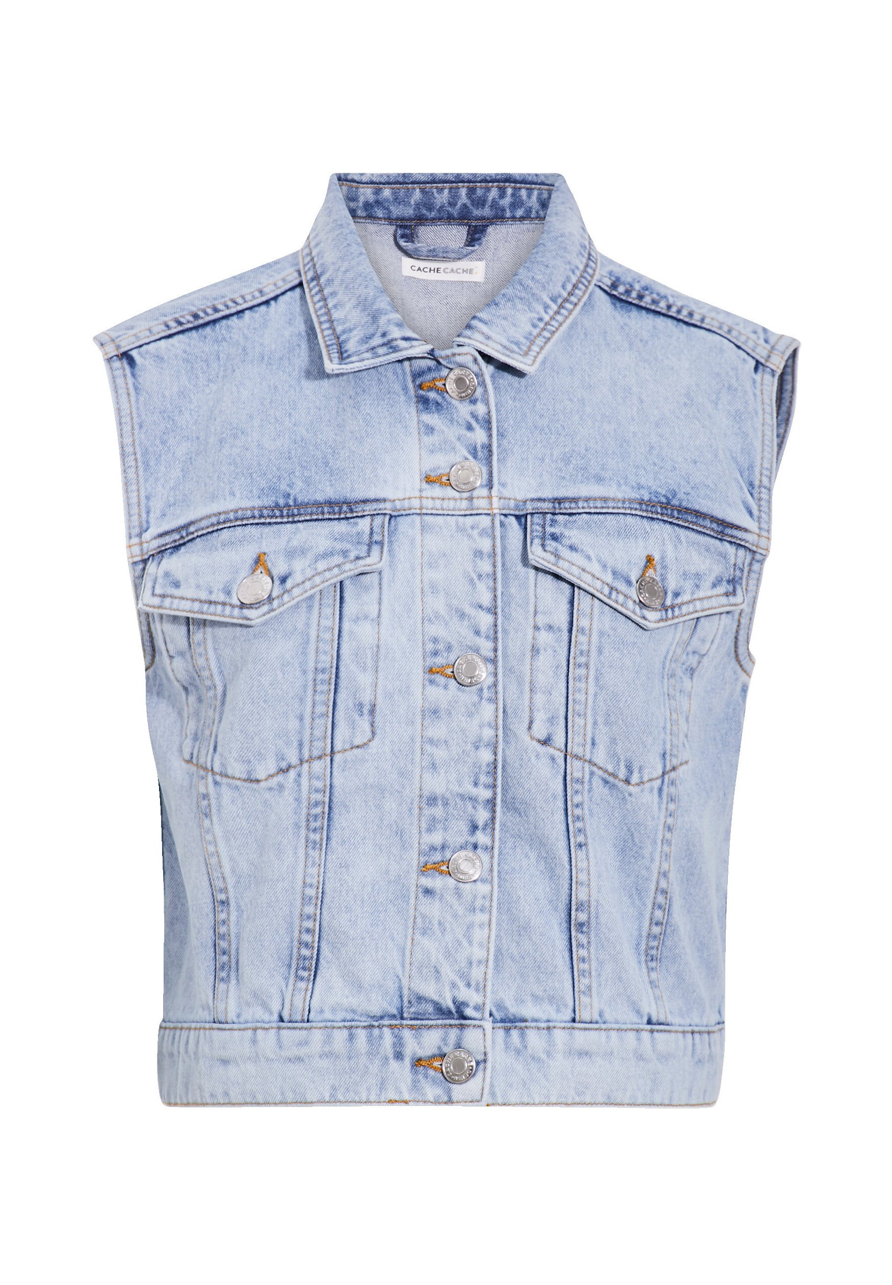 Veste Sans Manche Cache Cache Pull Sans Manches Col En V Bleu