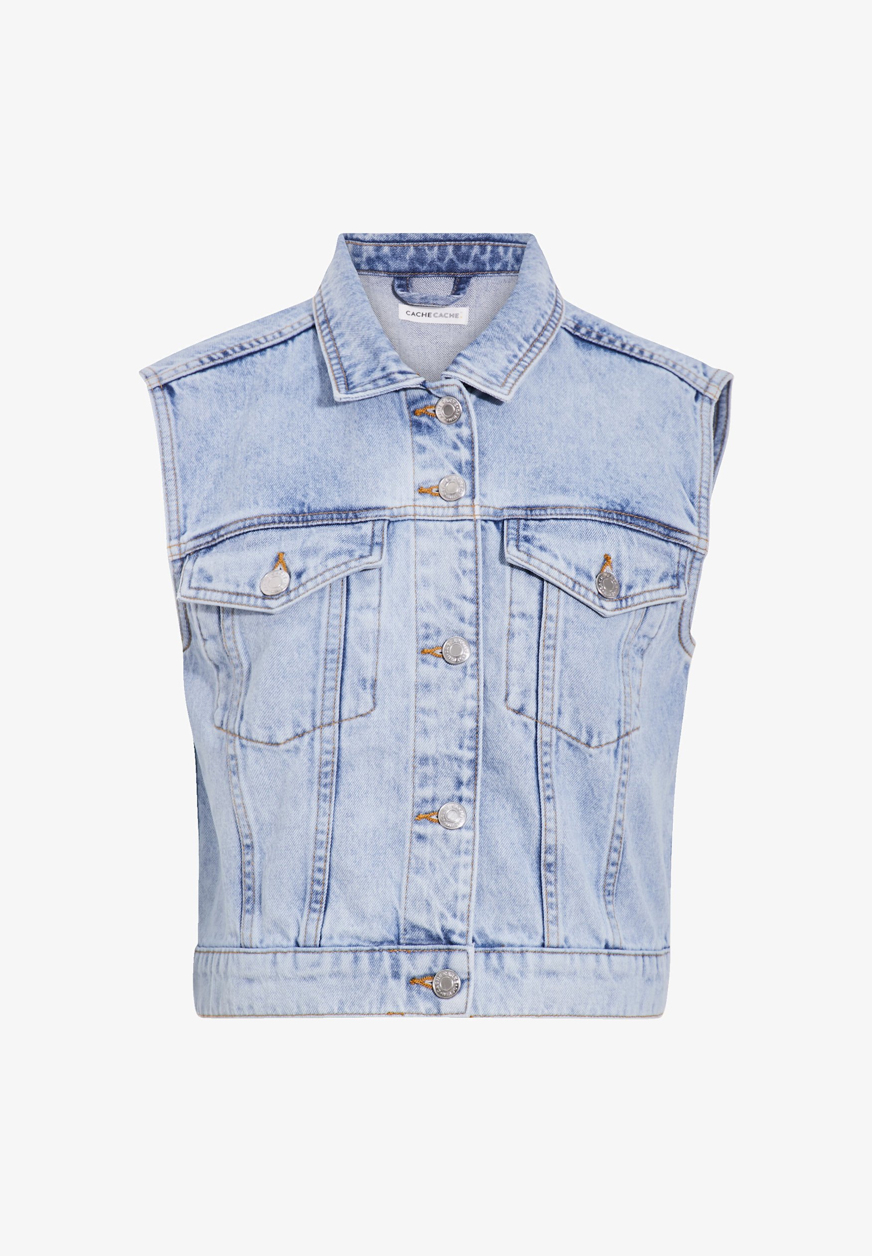 Veste Sans Manche Cache Cache Pull Sans Manches Col En V Bleu