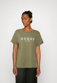 Guess - ROLL CUFF - Print T-shirt - army sage Thumbnail Image 1