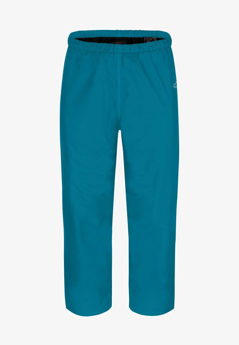 Tiefblaue Hose mit elastischem Bund, aus leichtem Stoff gefertigt, hat einen geraden Schnitt und dezente Markenlogos an der Hüfte.