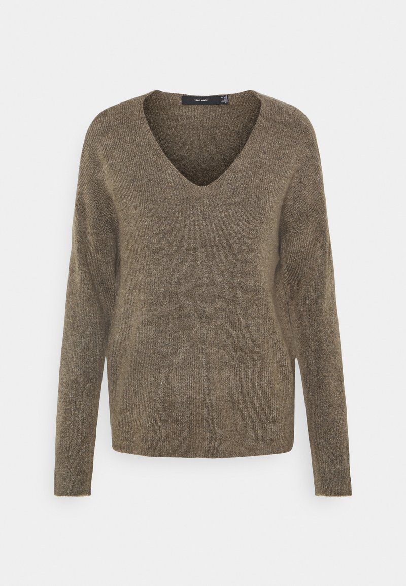 Vero Moda VMCREWLEFILE VNECK - Camisola - bungee melange